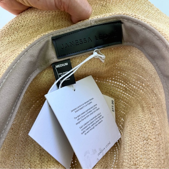 NEW Janessa Leone Chandler Raffia Straw Western Hat in Natural - Picture 7 of 9